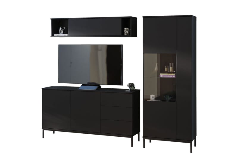 Querty Vardagsrumsset LED-belysning 4 Delar Vit LED - Svart - Möbler - Vardagsrum - Möbelset för vardagsrum