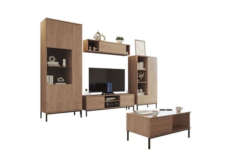 Querty Vardagsrumsset LED-belysning 6 Delar Vit LED - Natur - Möbler - Vardagsrum - Möbelset för vardagsrum