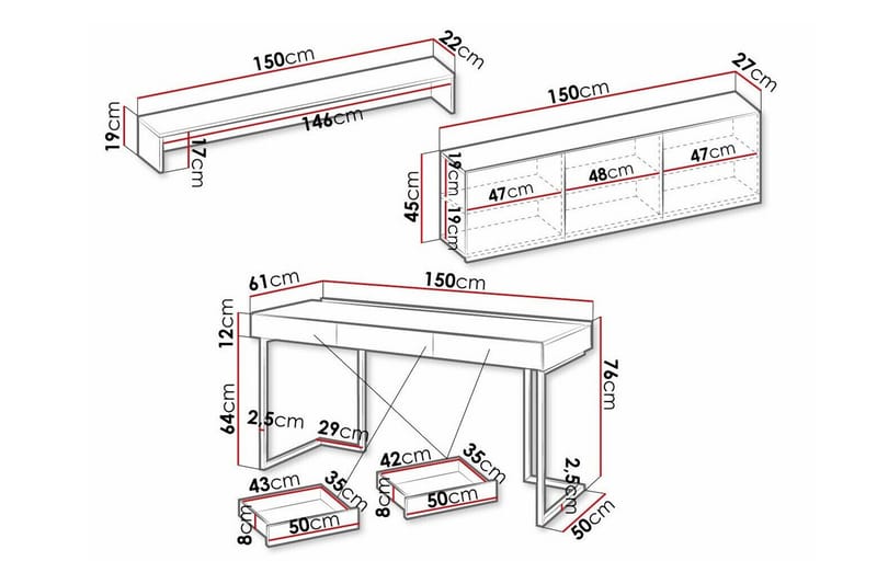 Rathmore Möbelset För Vardagsrum - Grå - Möbler - Vardagsrum - Möbelset för vardagsrum