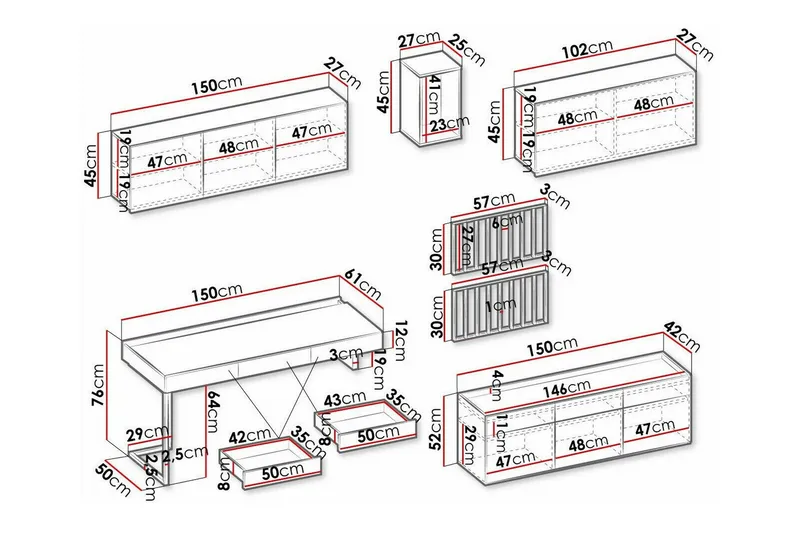 Rathmore Möbelset För Vardagsrum - Svart - Möbler - Vardagsrum - Möbelset för vardagsrum