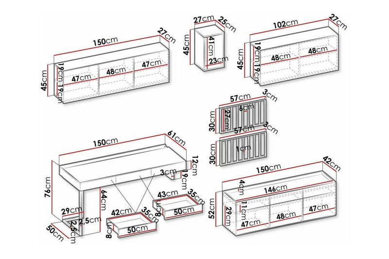 Rathmore Möbelset För Vardagsrum - Svart - Möbler - Vardagsrum - Möbelset för vardagsrum