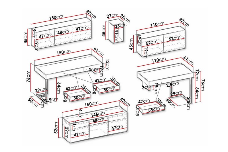 Rathmore Möbelset För Vardagsrum - Svart - Möbler - Vardagsrum - Möbelset för vardagsrum