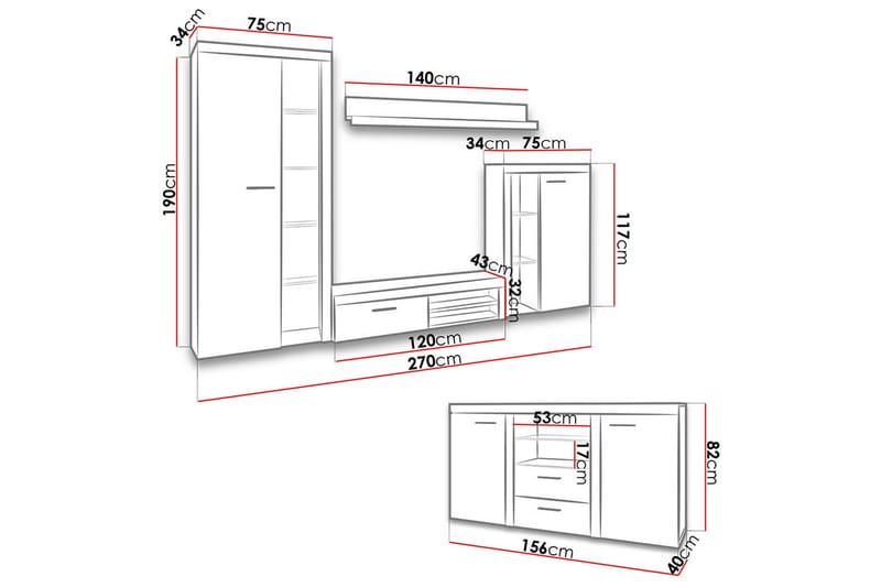 Rumba Soffgrupp - Beige/Grå - Möbler - Vardagsrum - Möbelset för vardagsrum
