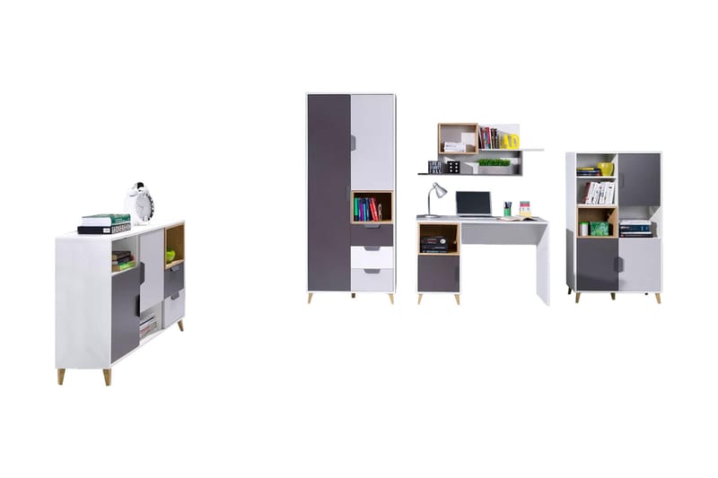 Sayuki Möbelset För Vardagsrum - Vit/Grå - Möbler - Vardagsrum - Möbelset för vardagsrum