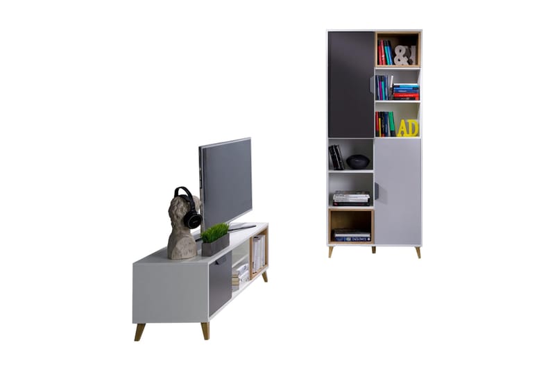 Sayuki Möbelset För Vardagsrum - Vit/Grå - Möbler - Vardagsrum - Möbelset för vardagsrum