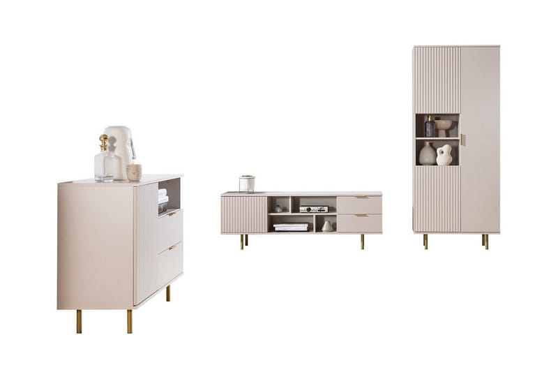 Staffin Möbelset För Vardagsrum, Cashmere