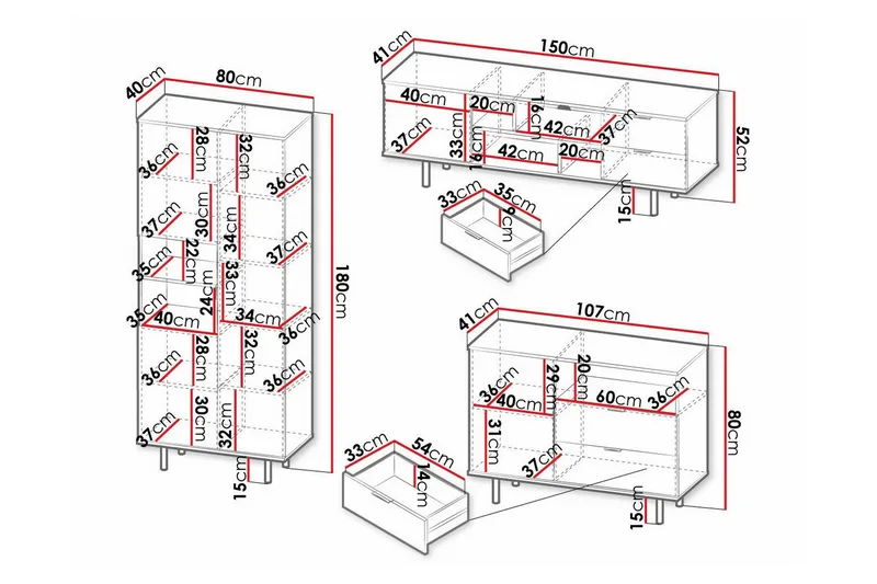 Staffin Möbelset För Vardagsrum - Svart - Möbler - Vardagsrum - Möbelset för vardagsrum