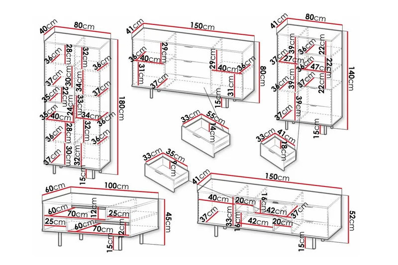 Staffin Möbelset För Vardagsrum - Svart - Möbler - Vardagsrum - Möbelset för vardagsrum