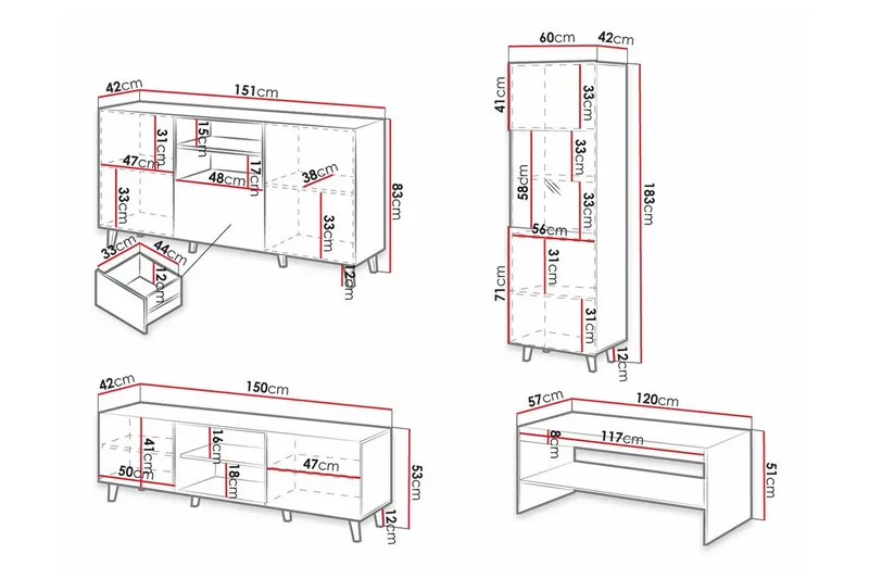 Strontian Möbelset För Vardagsrum Scandinavian Choice Black - Möbler - Vardagsrum - Möbelset för vardagsrum