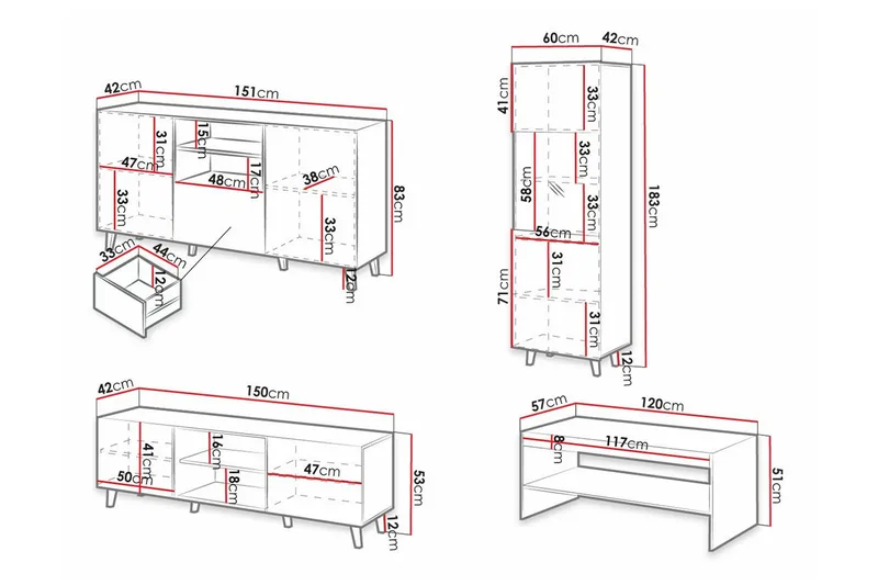 Strontian Möbelset För Vardagsrum Scandinavian Choice White - Möbler - Vardagsrum - Möbelset för vardagsrum