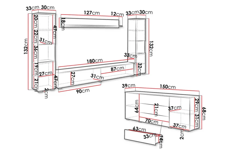 Valga Möbelset För Vardagsrum Natur|Vit - Natur/Vit - Möbler - Vardagsrum - Möbelset för vardagsrum
