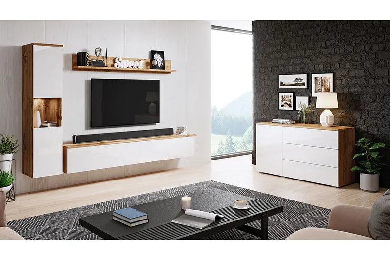 Valga Möbelset För Vardagsrum Natur|Vit, Natur/Vit