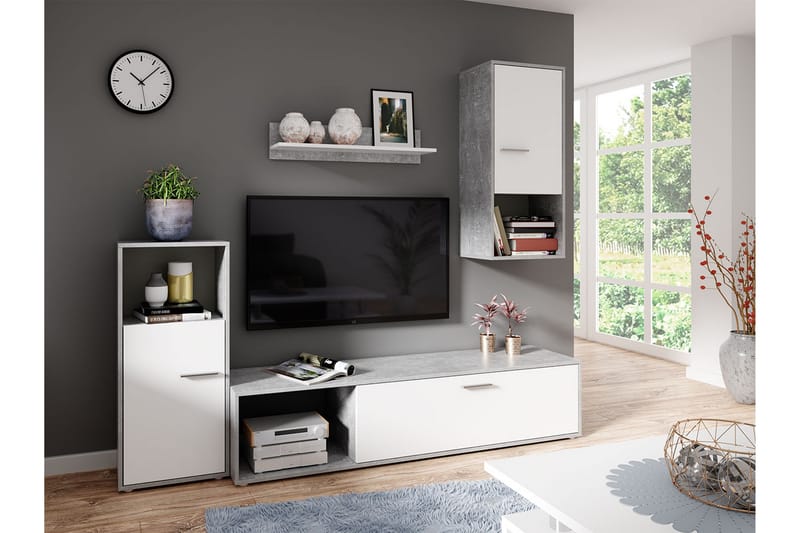 ZIEGLER Vardagsrumsset 221x40x184 cm - Grå/Vit - Möbler - Vardagsrum - Möbelset för vardagsrum