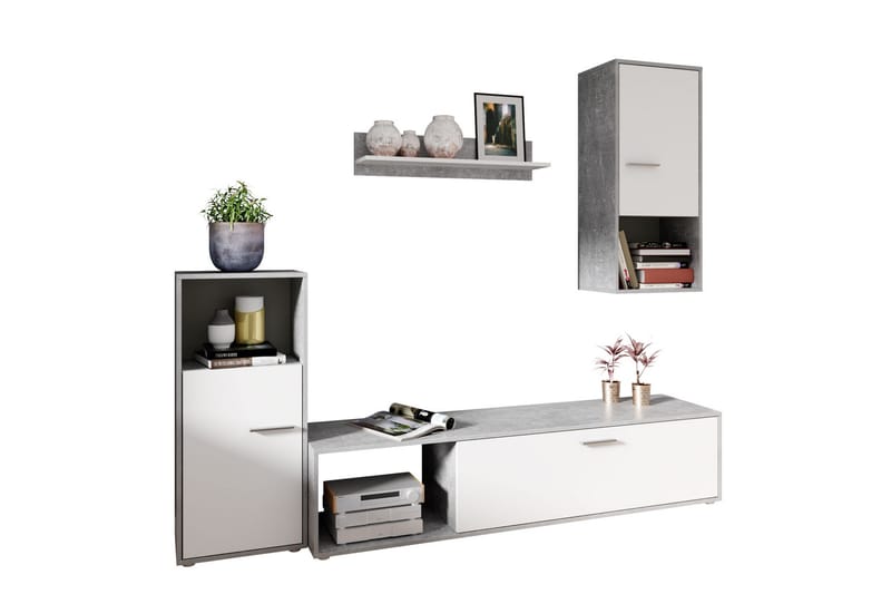 ZIEGLER Vardagsrumsset 221x40x184 cm - Grå/Vit - Möbler - Vardagsrum - Möbelset för vardagsrum