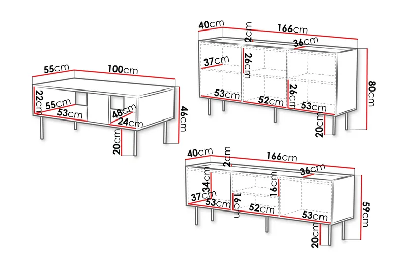 Munkedal Möbelset För Vardagsrum - Svart - Möbler - Vardagsrum - Möbelset för vardagsrum