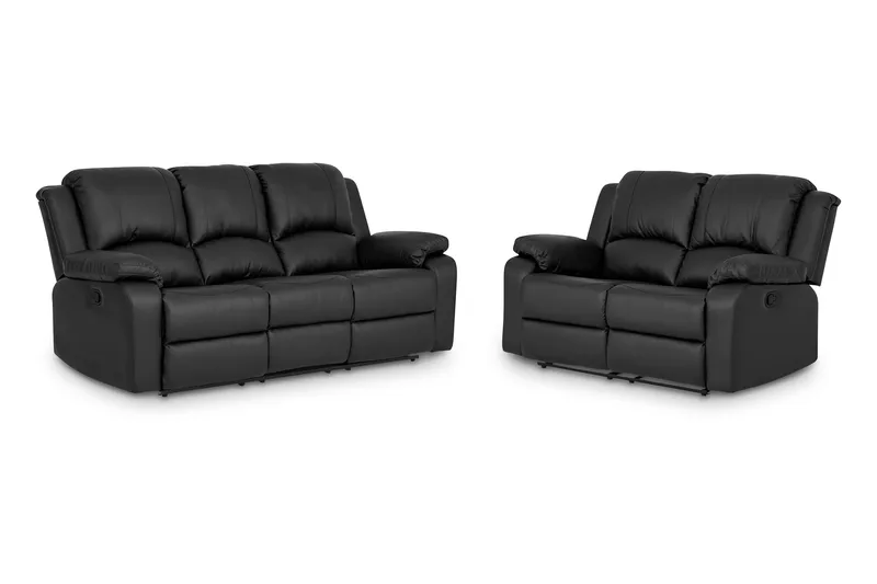Norbo Soffgrupp 3-sits+2-sits Konstläder, Svart
