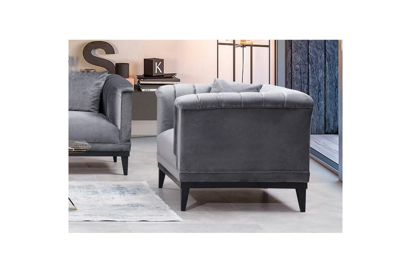 Öronlappsfåtölj Zuno Mörkgrå - Mörkgrå - Möbler - Vardagsrum - Fåtöljer