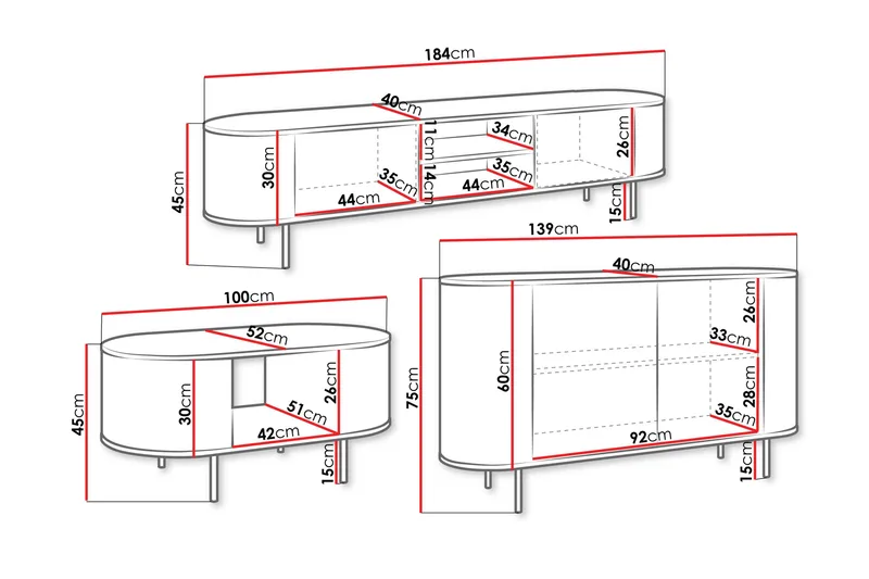 Pantego Möbelset För Vardagsrum - Brun - Möbler - Vardagsrum - Möbelset för vardagsrum