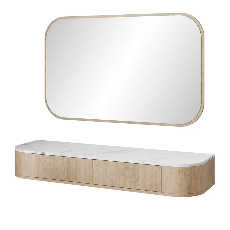 Pantego Sminkbord med spegel 123 cm, brun