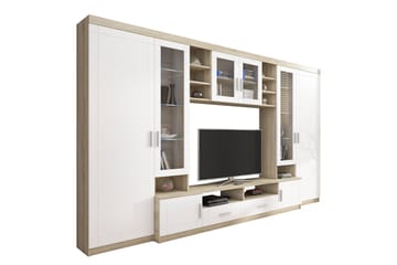 Paris Vardagsrumsset 340x44x197,5 cm - Ek/Vit Led-Belysning - Möbler - Vardagsrum - Möbelset för vardagsrum