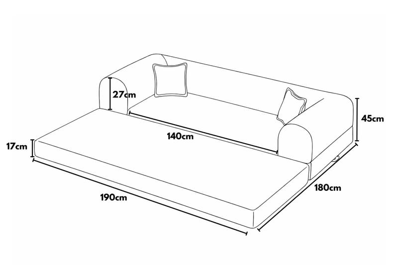 Pento 3-sits Bäddsoffa - Möbler - Vardagsrum - Bäddsoffor