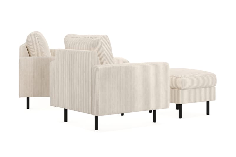 Peppe Soffgrupp 3-sits Soffa + Fåtölj + Fotpall i Manchester - Beige - Möbler - Vardagsrum - Soffgrupper