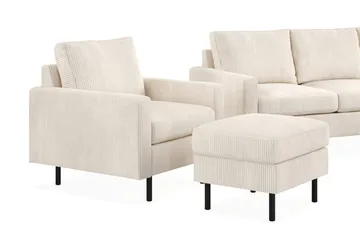Peppe Soffgrupp 3-sits Soffa + Fåtölj + Fotpall i Manchester - Beige - Möbler - Vardagsrum - Soffgrupper