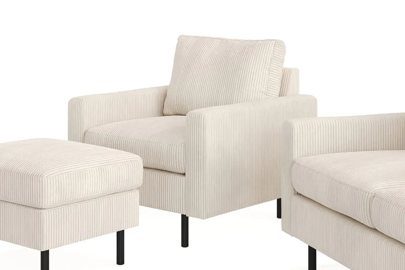 Peppe Soffgrupp 3-sits Soffa + Fåtölj + Fotpall i Manchester - Beige - Möbler - Vardagsrum - Soffgrupper