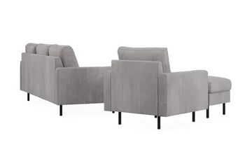 Peppe Soffgrupp 3-sits Soffa + Fåtölj + Fotpall i Manchester - Grå - Möbler - Vardagsrum - Soffgrupper
