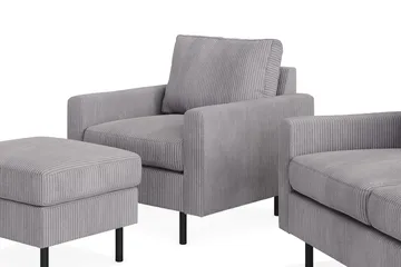 Peppe Soffgrupp 3-sits Soffa + Fåtölj + Fotpall i Manchester - Grå - Möbler - Vardagsrum - Soffgrupper