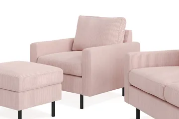 Peppe Soffgrupp 3-sits Soffa + Fåtölj + Fotpall i Manchester - Rosa - Möbler - Vardagsrum - Soffgrupper