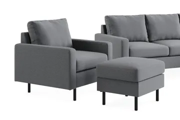 Peppe Soffgrupp 3-sits Soffa + Fåtölj + Fotpall i Tyg - Ljusgrå - Möbler - Vardagsrum - Soffgrupper