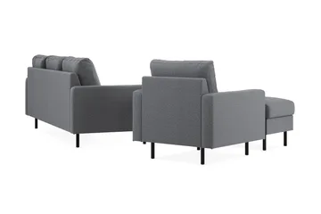 Peppe Soffgrupp 3-sits Soffa + Fåtölj + Fotpall i Tyg - Ljusgrå - Möbler - Vardagsrum - Soffgrupper