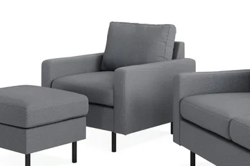 Peppe Soffgrupp 3-sits Soffa + Fåtölj + Fotpall i Tyg - Ljusgrå - Möbler - Vardagsrum - Soffgrupper