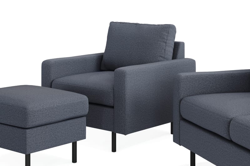 Peppe Soffgrupp 3-sits Soffa + Fåtölj + Fotpall i Tyg - Mörkgrå - Möbler - Vardagsrum - Soffgrupper