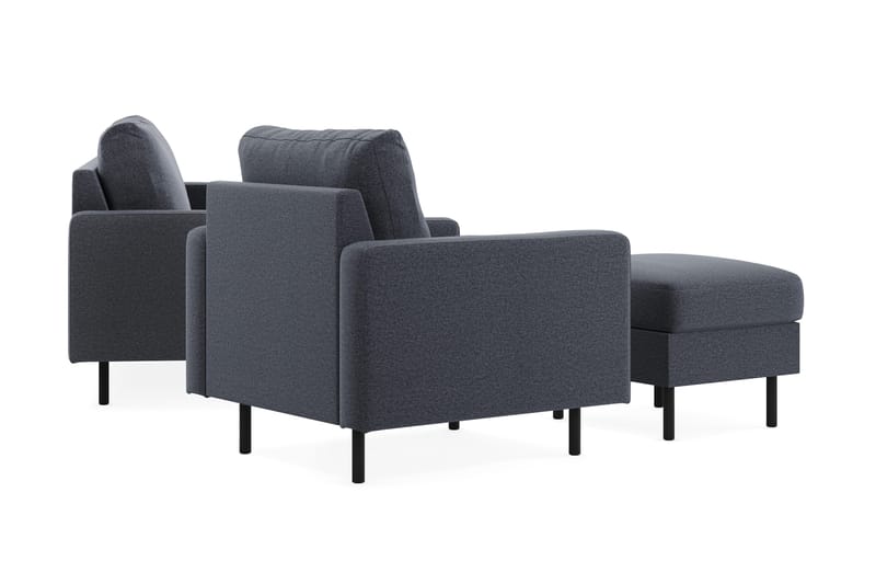 Peppe Soffgrupp 3-sits Soffa + Fåtölj + Fotpall i Tyg - Mörkgrå - Möbler - Vardagsrum - Soffgrupper