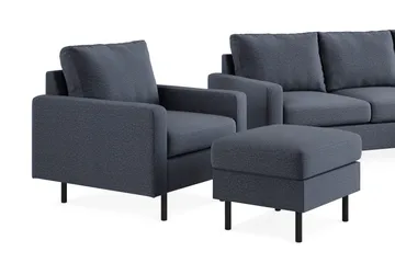 Peppe Soffgrupp 3-sits Soffa + Fåtölj + Fotpall i Tyg - Mörkgrå - Möbler - Vardagsrum - Soffgrupper