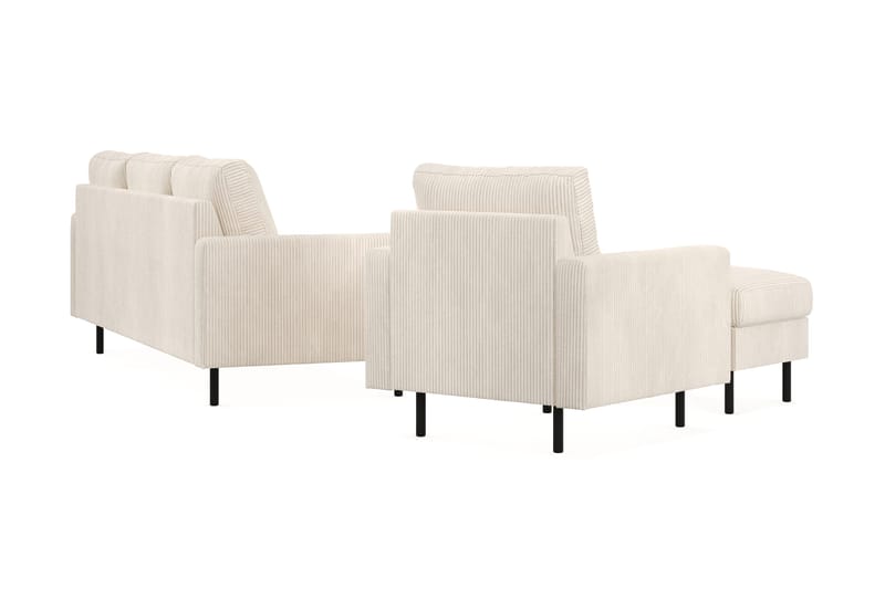 Peppe Soffgrupp 3-sits Vändbar L-formad Divansoffa + Fåtölj + Fotpall i Manchester - Beige - Möbler - Vardagsrum - Soffgrupper
