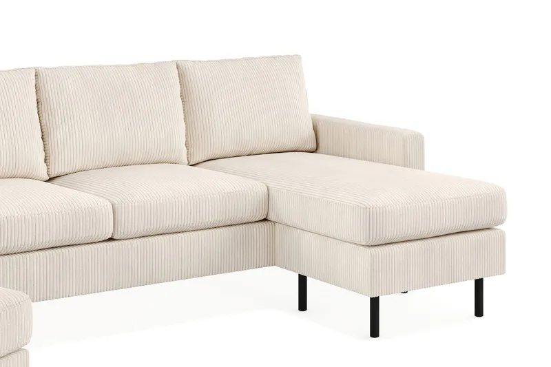 Peppe Soffgrupp 3-sits Vändbar L-formad Divansoffa + Fåtölj + Fotpall i Manchester - Beige - Möbler - Vardagsrum - Soffgrupper