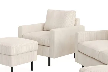 Peppe Soffgrupp 3-sits Vändbar L-formad Divansoffa + Fåtölj + Fotpall i Manchester - Beige - Möbler - Vardagsrum - Soffgrupper