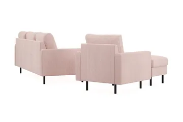 Peppe Soffgrupp 3-sits Vändbar L-formad Divansoffa + Fåtölj + Fotpall i Manchester - Rosa - Möbler - Vardagsrum - Soffgrupper