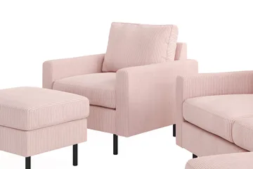 Peppe Soffgrupp 3-sits Vändbar L-formad Divansoffa + Fåtölj + Fotpall i Manchester - Rosa - Möbler - Vardagsrum - Soffgrupper