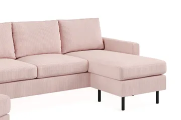 Peppe Soffgrupp 3-sits Vändbar L-formad Divansoffa + Fåtölj + Fotpall i Manchester - Rosa - Möbler - Vardagsrum - Soffgrupper
