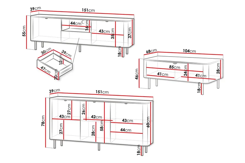 Pollena Möbelset För Vardagsrum - Brun - Möbler - Vardagsrum - Möbelset för vardagsrum