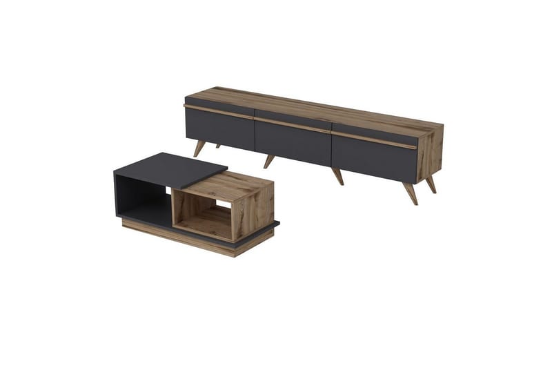 Ravinarville Möbelset För Vardagsrum - Antracit/Valnöt - Möbler - Vardagsrum - Möbelset för vardagsrum