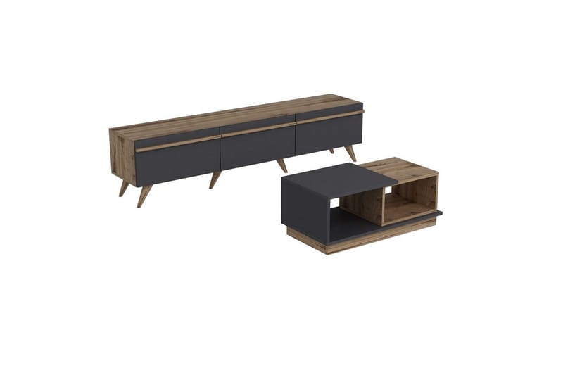 Ravinarville Möbelset För Vardagsrum, Antracit/Valnöt