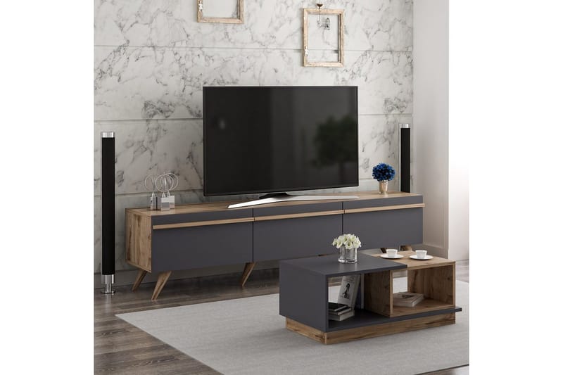 Ravinarville Möbelset För Vardagsrum - Antracit/Valnöt - Möbler - Vardagsrum - Möbelset för vardagsrum