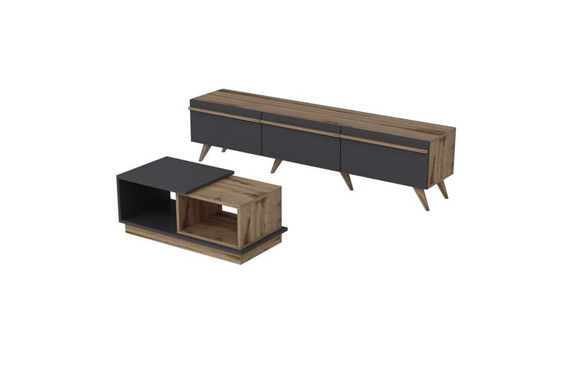Ravinarville Möbelset För Vardagsrum - Antracit/Valnöt - Möbler - Vardagsrum - Möbelset för vardagsrum