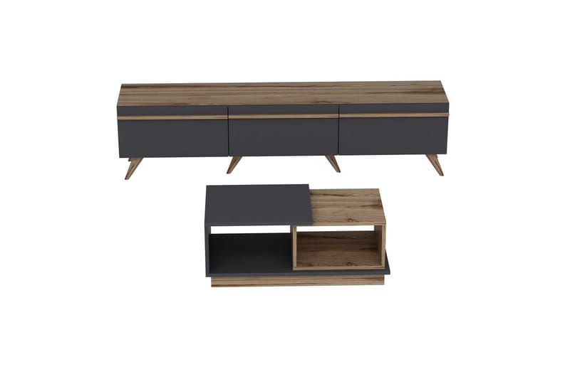 Ravinarville Möbelset För Vardagsrum - Antracit/Valnöt - Möbler - Vardagsrum - Möbelset för vardagsrum