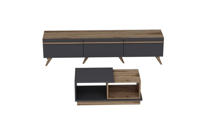 Ravinarville Möbelset För Vardagsrum - Antracit/Valnöt - Möbler - Vardagsrum - Möbelset för vardagsrum